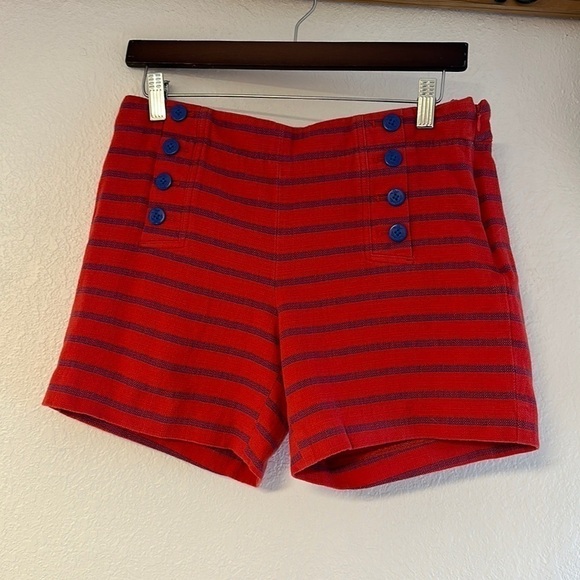 Talbots Red and blue shorts, blue anchor buttons side zip  100% cotton. - Picture 2 of 14